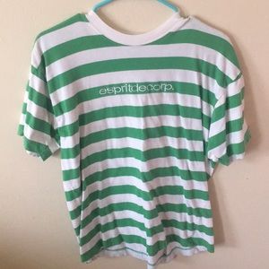 Vintage espritdecorp. Green and white striped top
